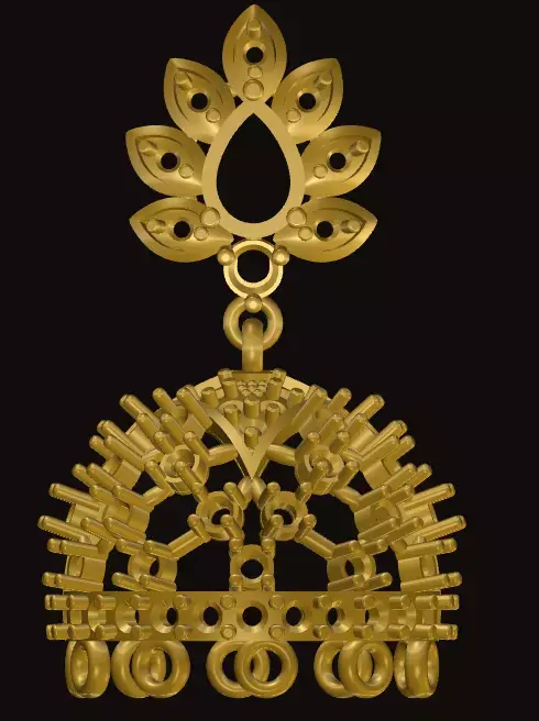 jumka ornate gold - plated pendant 3D print model