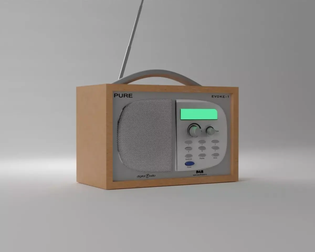 Radio in wooden box Free 3D model