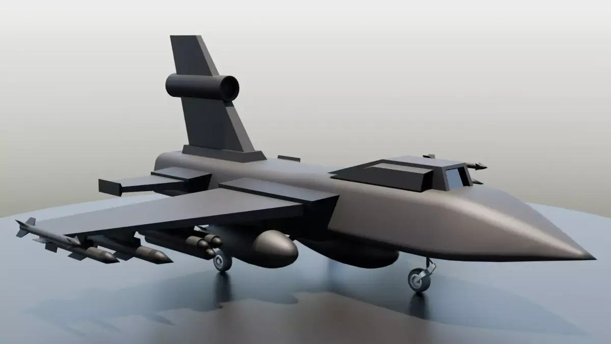 Low Poly Supersonic Fighter Jet with Missiles  Military Aircraft Low-poly 3D model