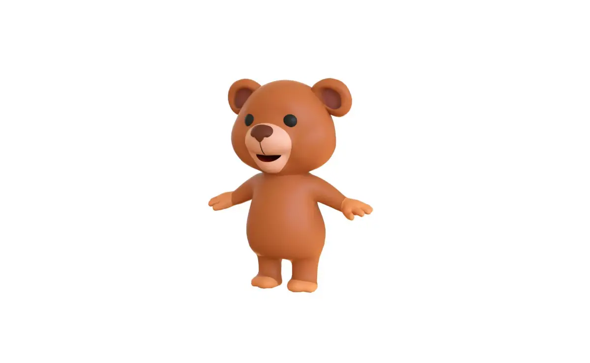 High-Quality 3D Cartoon Bear Low-poly 3D model