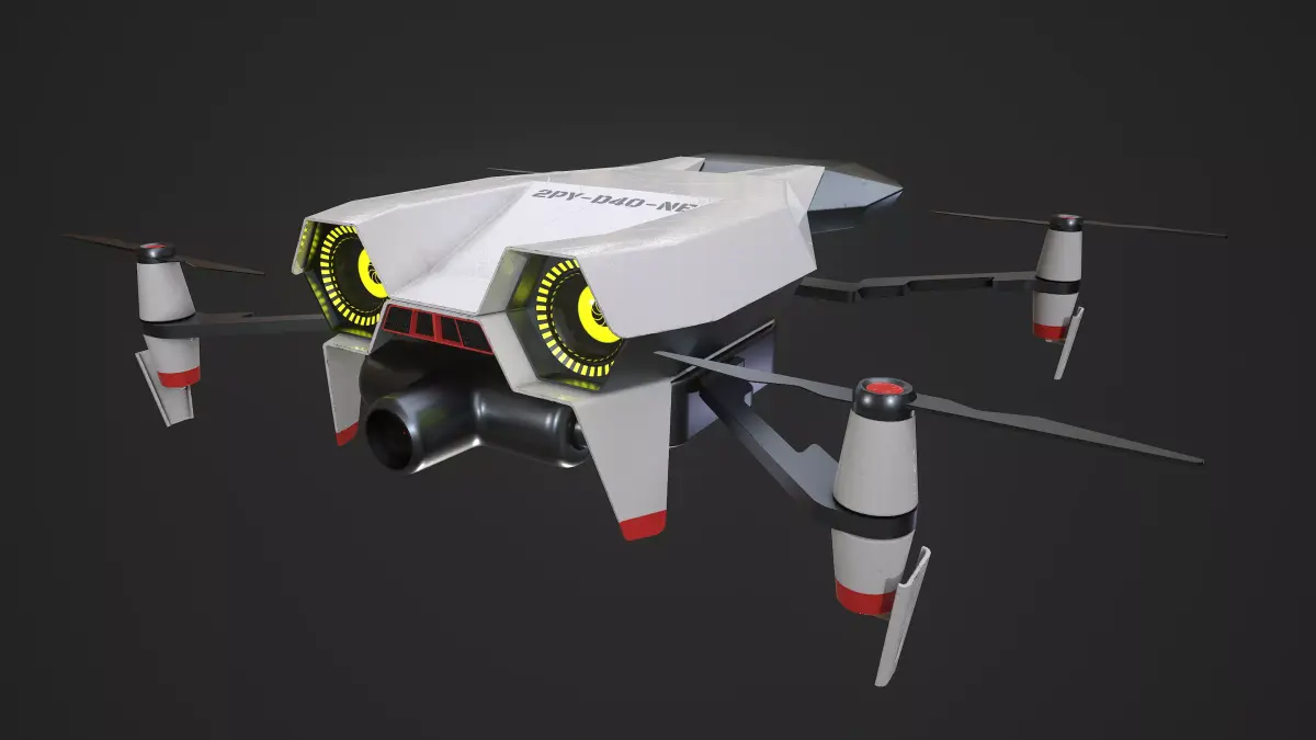 Sci-Fi Drone Low-poly 3D model 5