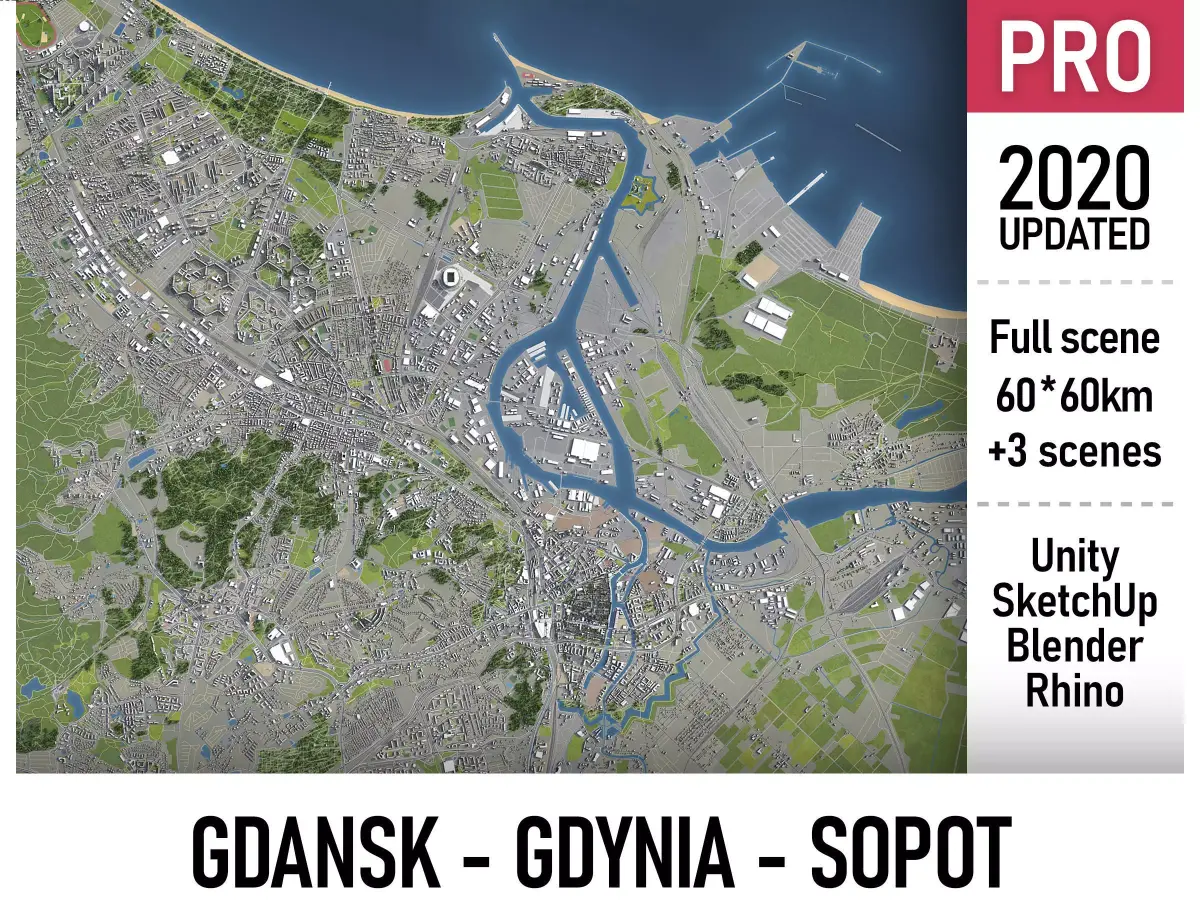 Gdansk - Gdynia - Sopot - Tricity metropolitan area 3D Model Pack purchase