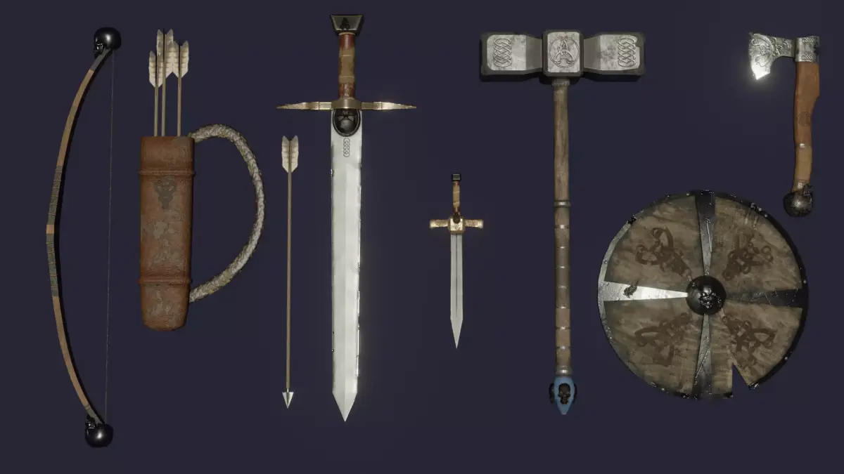 Skull weapon pack Low-poly 3D model