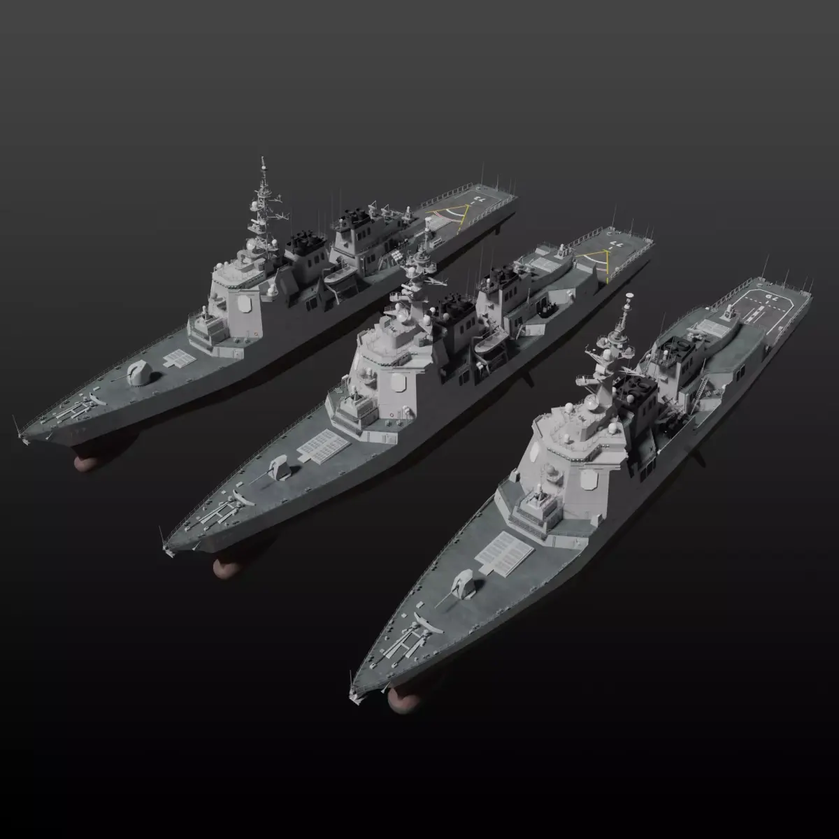 JMSDF AEGIS destroyers collection 3D model