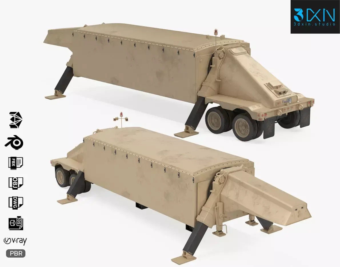 TPY2 X-band Radar of M983 Tractor Truck GMD THAAD Defense  3D model