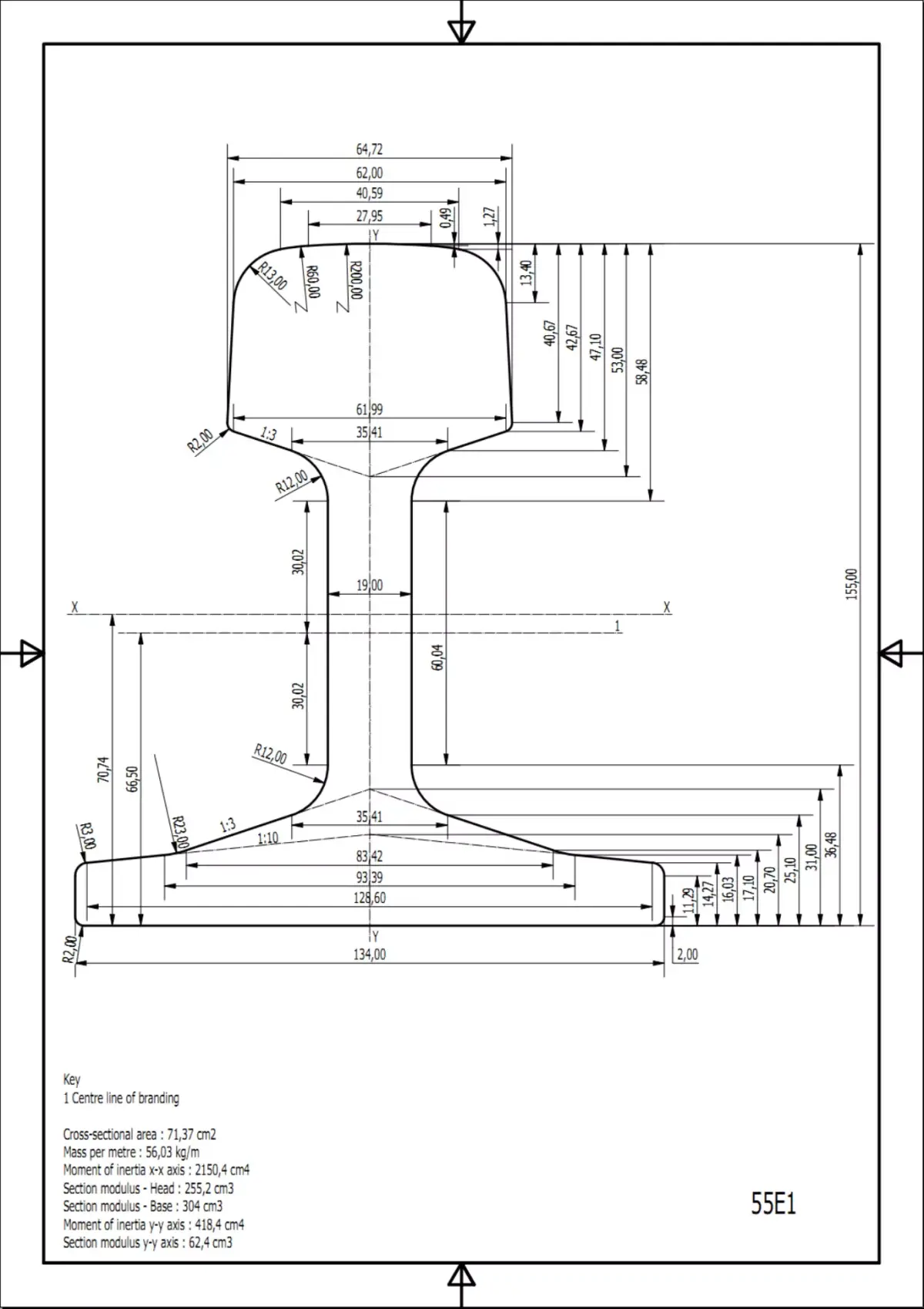 British Standard-EN13674 55E1 rail 3D model