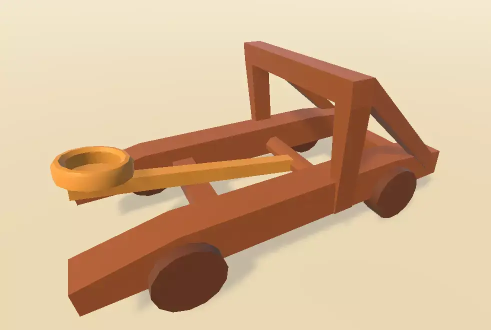 Catapult Low Poly Animated Low-poly 3D model