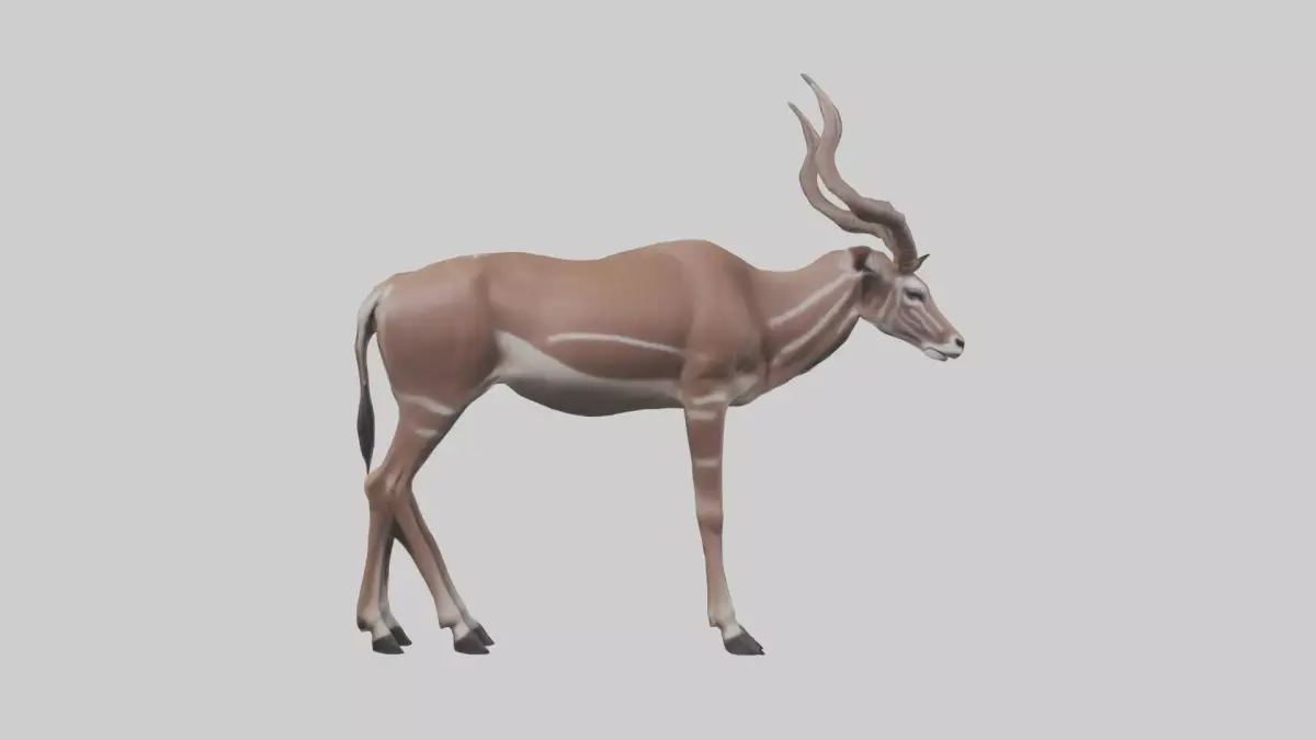 Kudu grazing model Low-poly 3D model