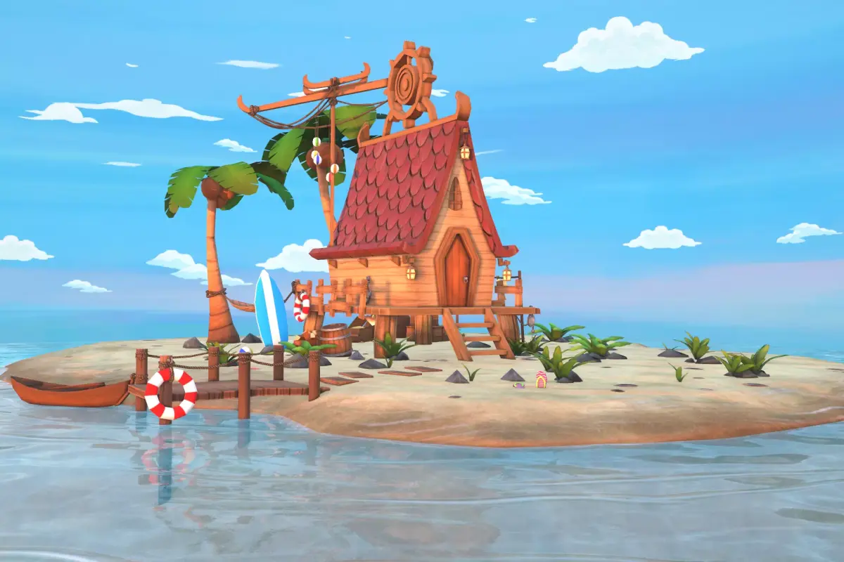 Beach House  Low-poly 3D model