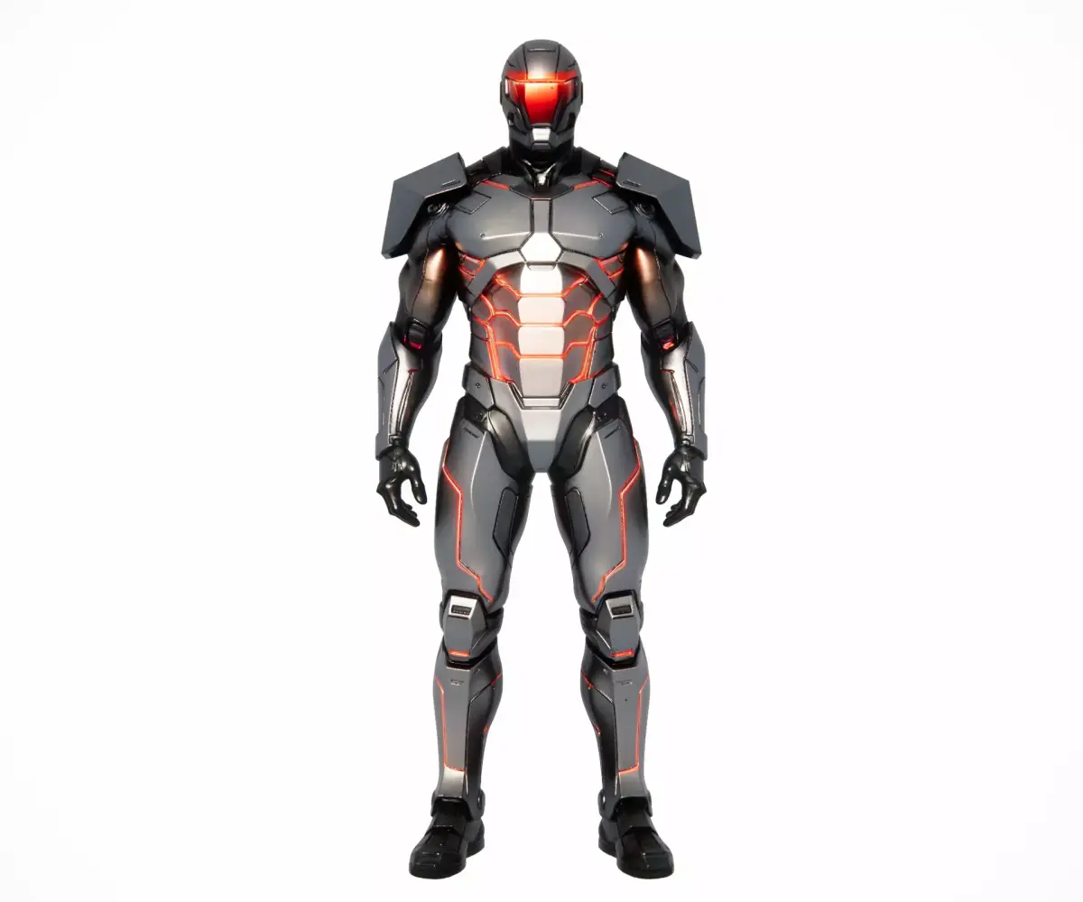 Metallic Red Male Futuristic Mech Suit 3D model