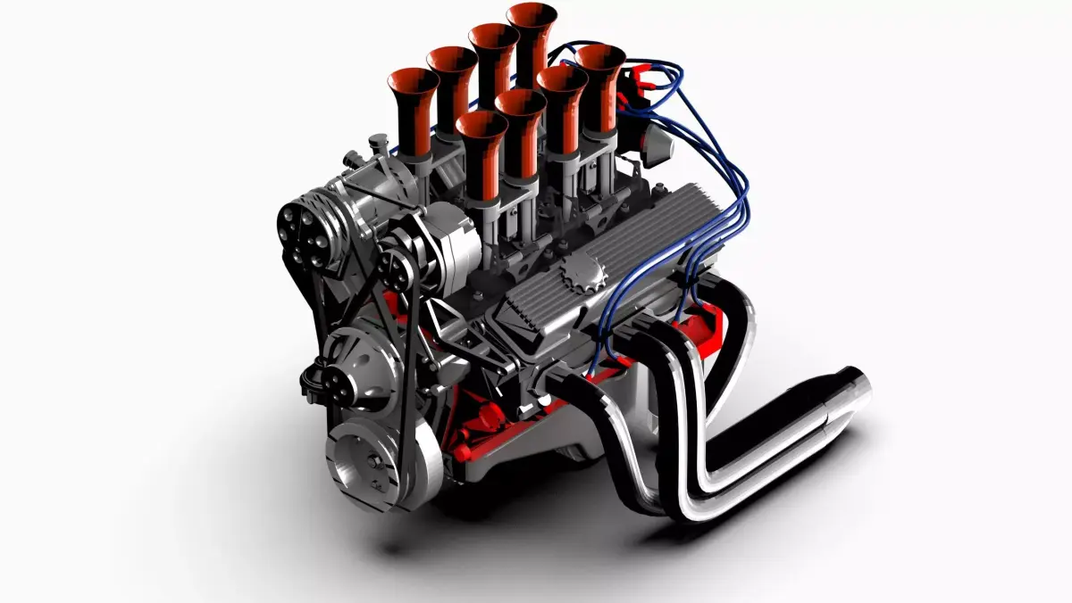 Chevy Small Block V8 Engine Low-poly 3D model