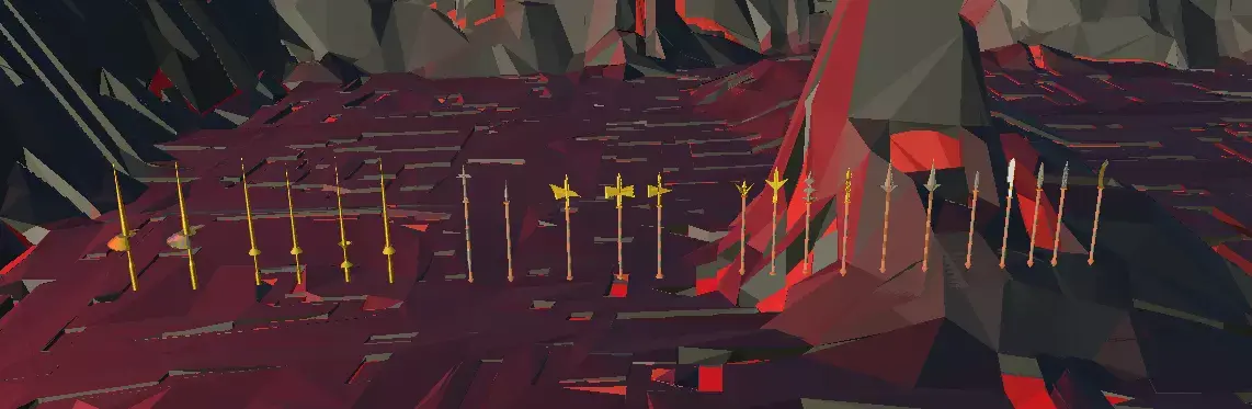 Polearms Batch forged on a Volcano Low-poly 3D model