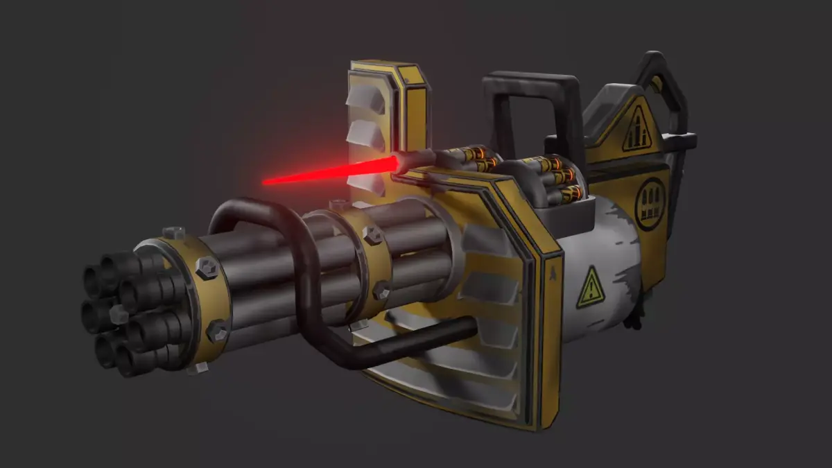 Stylized minigun Low-poly 3D model