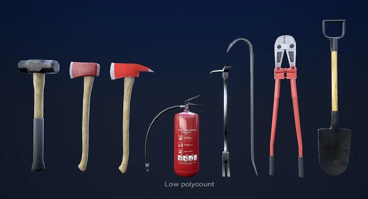 Fire Fighting Equipment 1 Plus 1 PBR Pack Low-poly 3D model