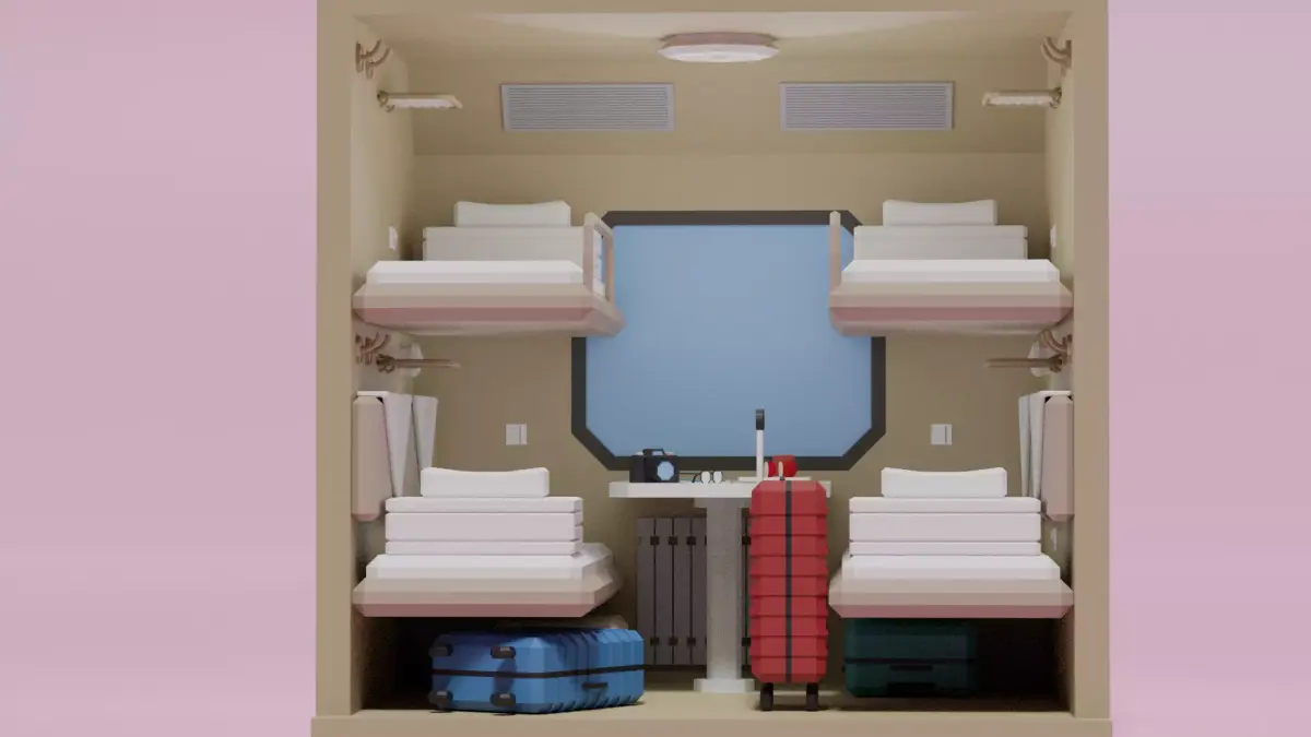 Lowpoly Sleeper Train Interior Low-poly 3D model