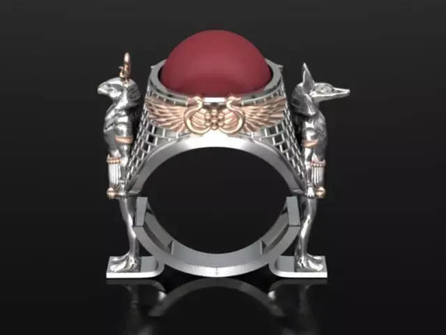 Anubis and Horus Pharaonic ring 3D print model