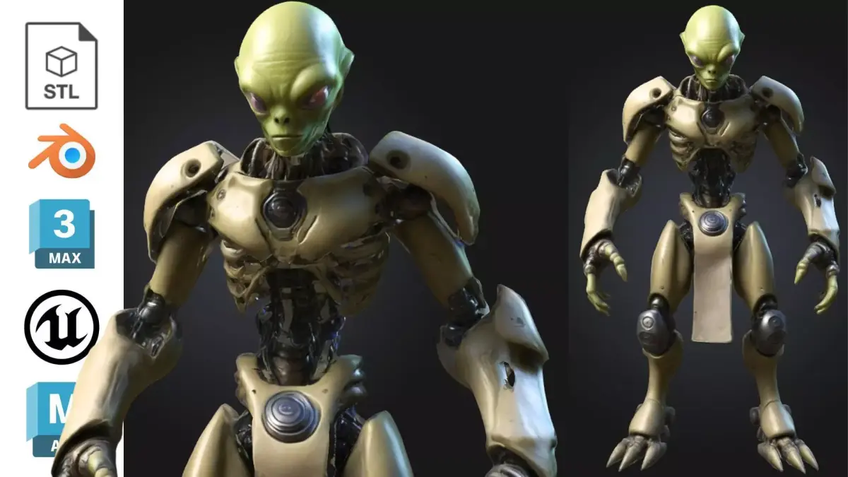 Alien Cyborg Bio Mechanical Sci Fi Low-poly 3D model