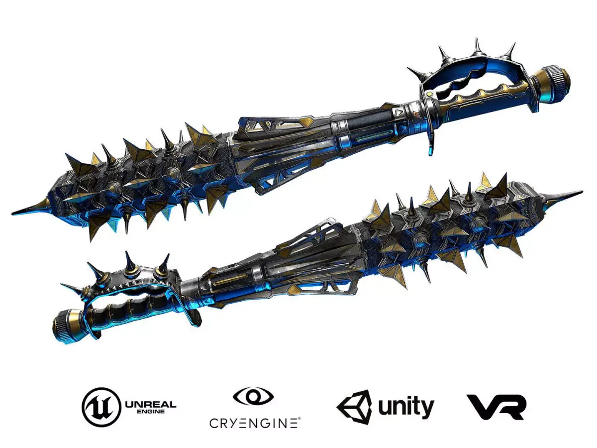 Sci-Fi Electric Cyber Mace Low-poly 3D model
