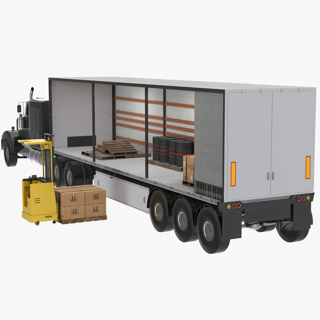 Forklift Loading Semi Truck 3D model