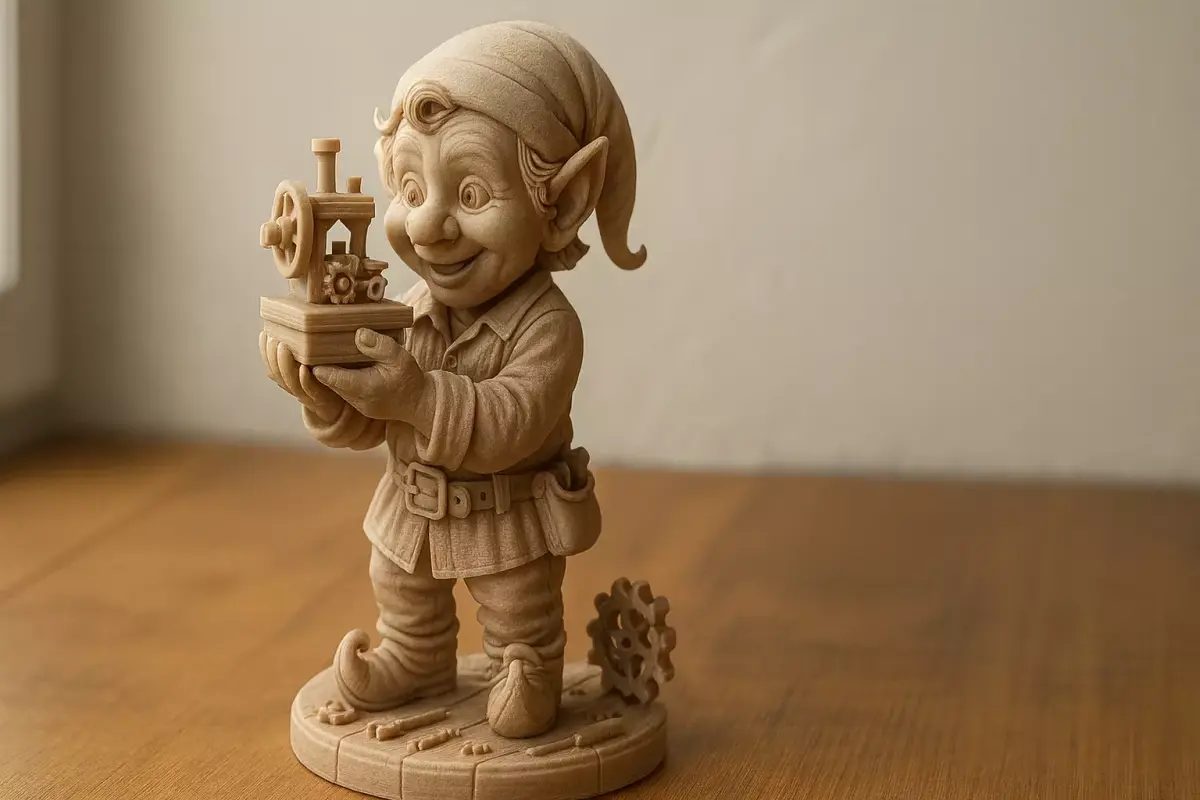 Christmas Elf Figurine with Toy Train 3D Print STL Statue 3D print model