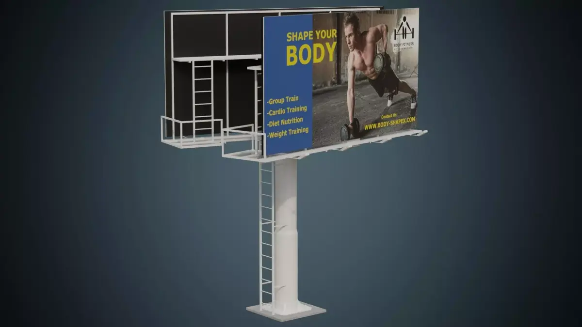Billboard 2B Low-poly 3D model