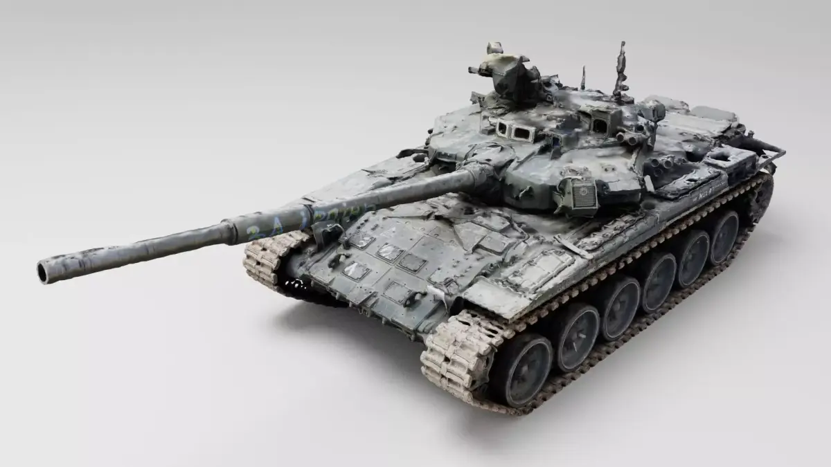 Russian T-90 tank destroyed by Ukrainian army 3D model