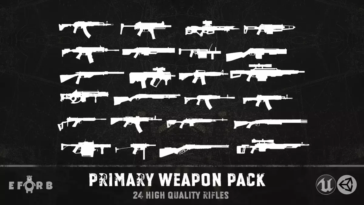 Primary weapon pack Low-poly 3D model