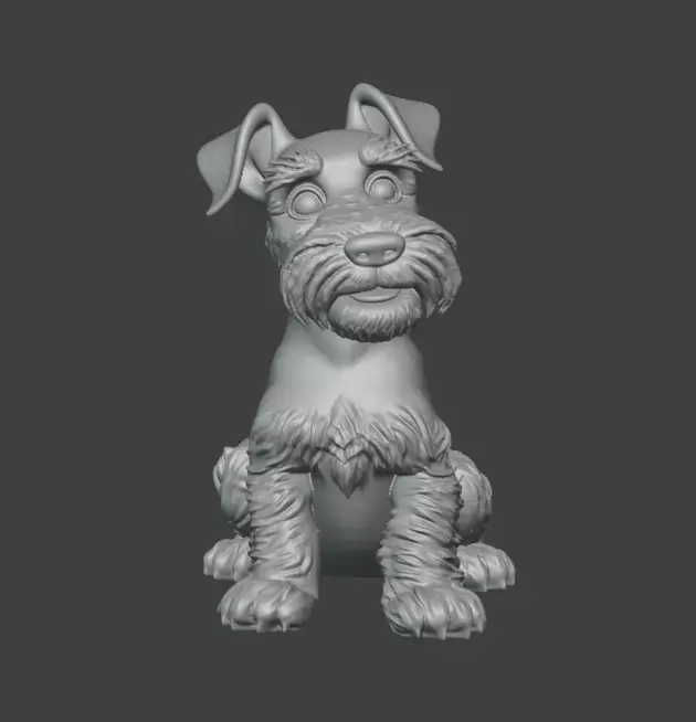 3D Printable Schnauzer Dog Standard Grooming  Sitting Pose 3D model