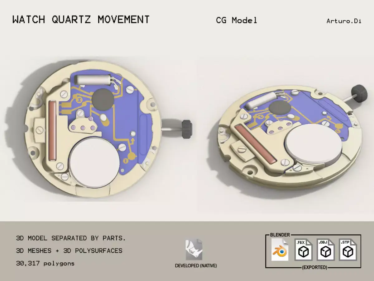 WATCH QUARTZ MOVEMENT 3D model