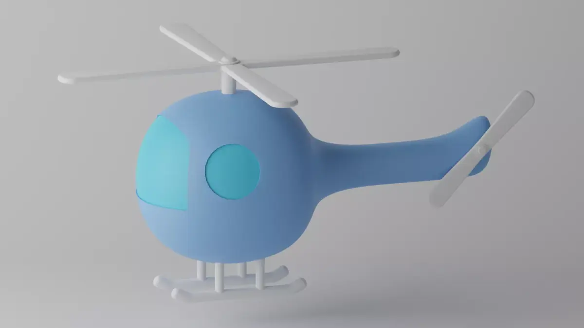 Cartoon Cute Helicopter Low-poly 3D model