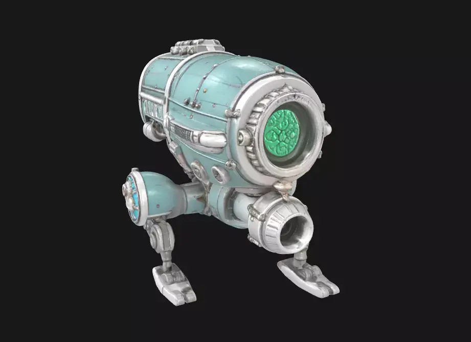 Abstract Sci-Fi Machine Futuristic Cybernetic Mechanism Low-poly 3D model