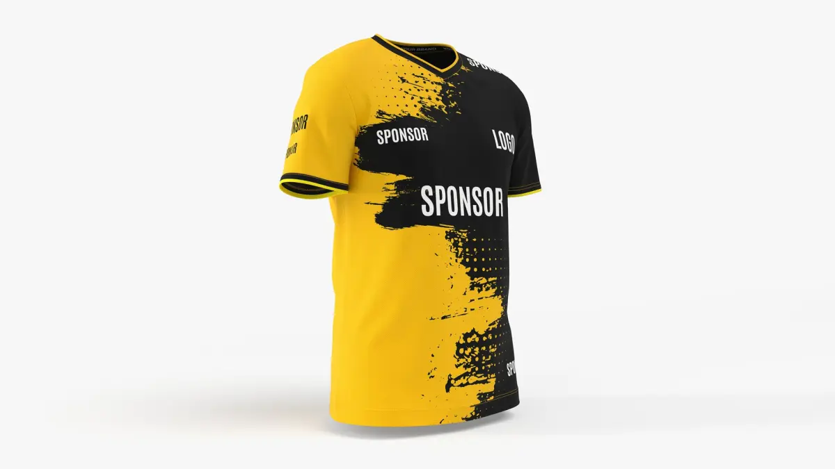 Realistic Worn Regular V-neck Classic T-Shirt Short Sleeve Male Body Shape Model for E-Sport 3D model