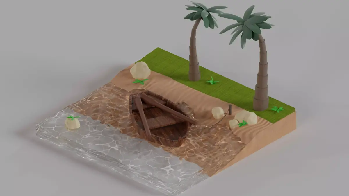 Boat on the beach 3D model