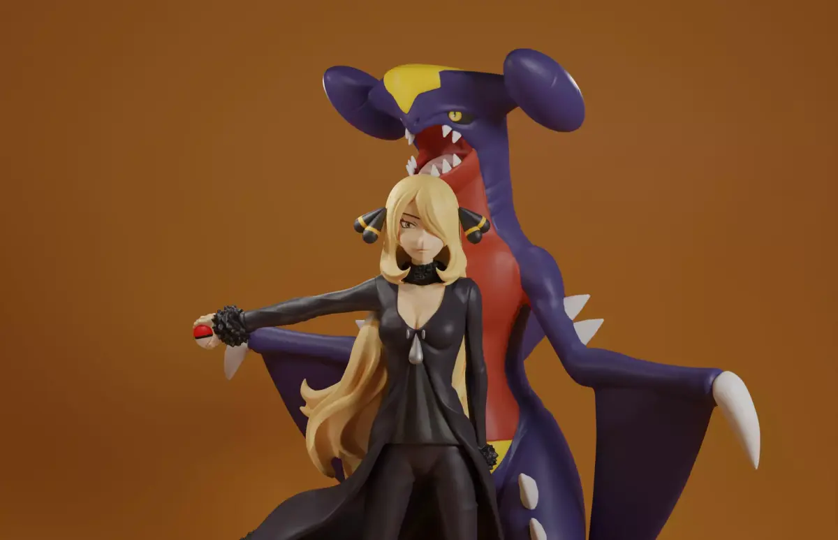 CYNTHIA AND GARCHOMP 3D print model