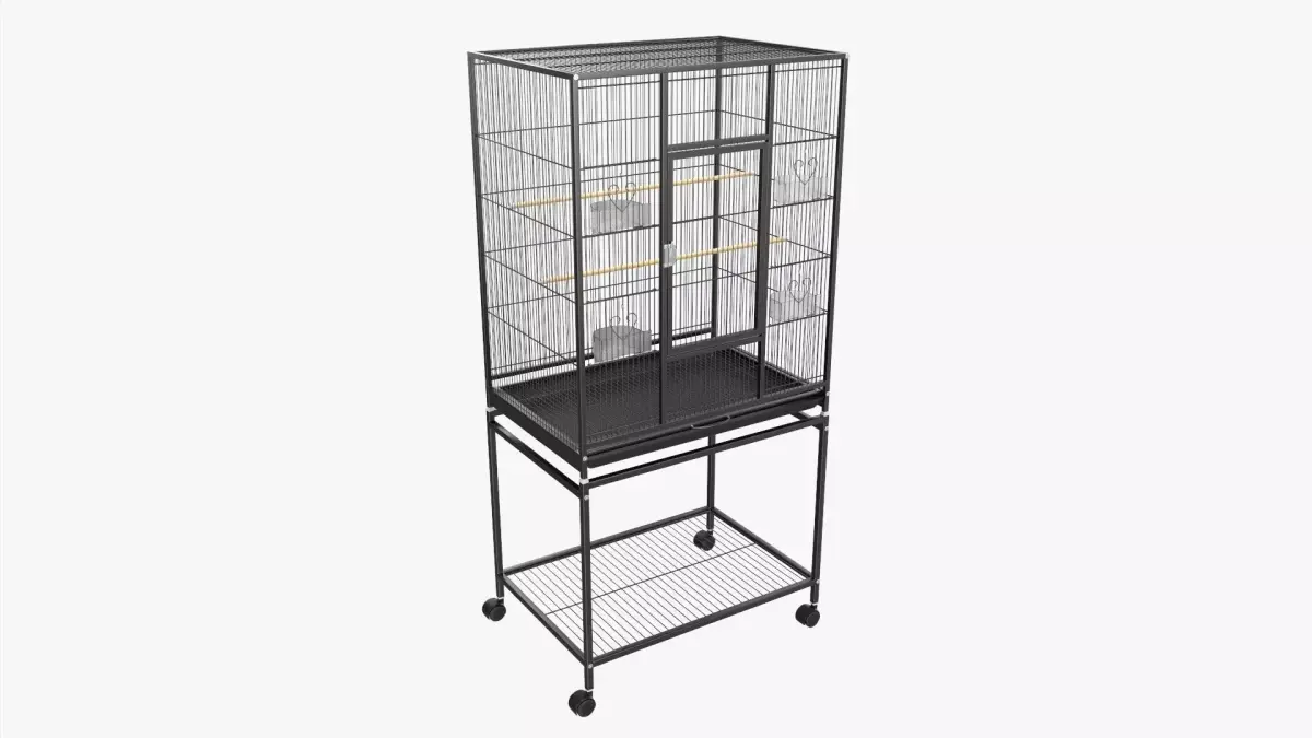 Bird cage large with stand on wheels 3D model