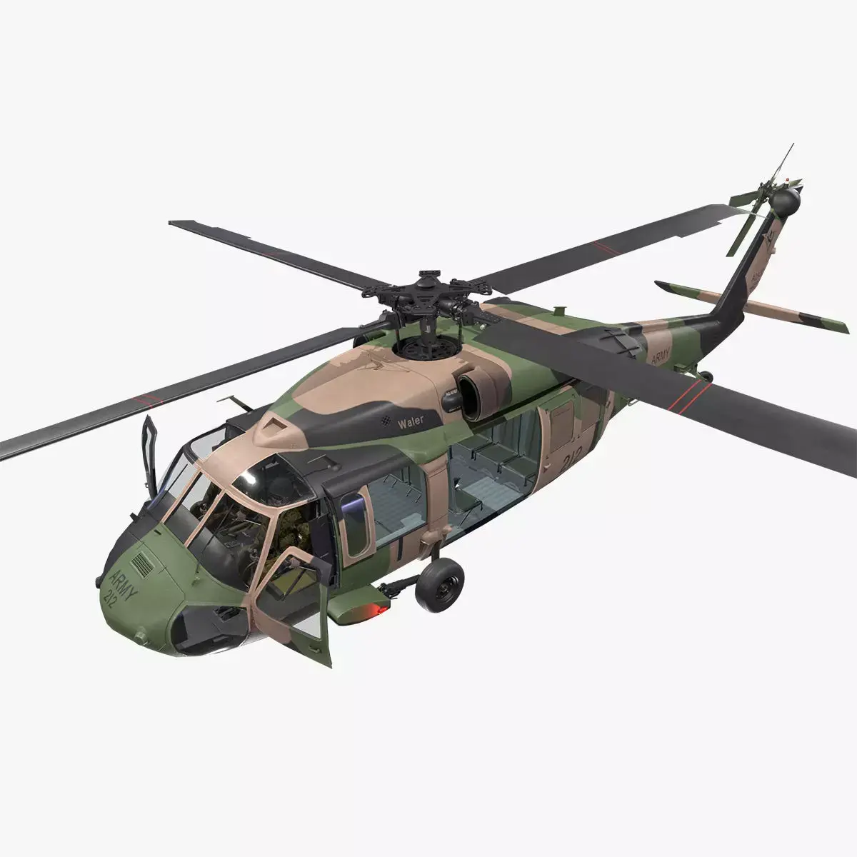 UH-60 Black Hawk Australian Army Complex Animation Low-poly 3D model