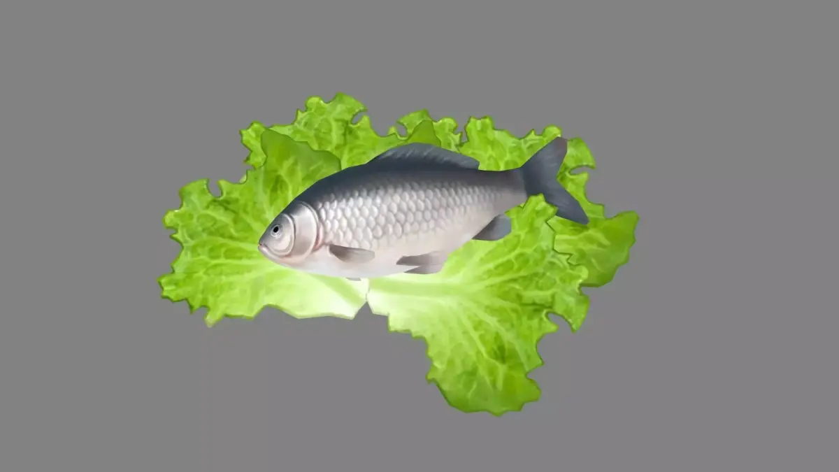 Cartoon fish and vegetable Low-poly 3D model