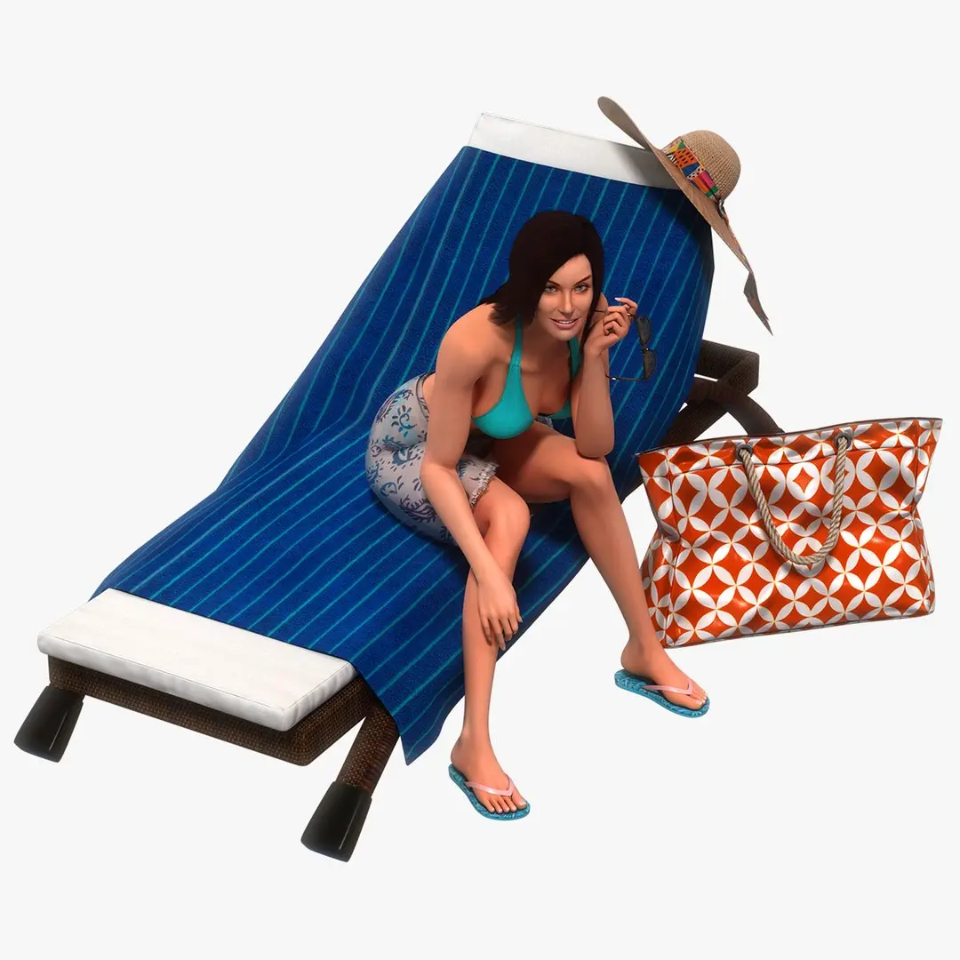 Female Bather Animated HQ 3D model
