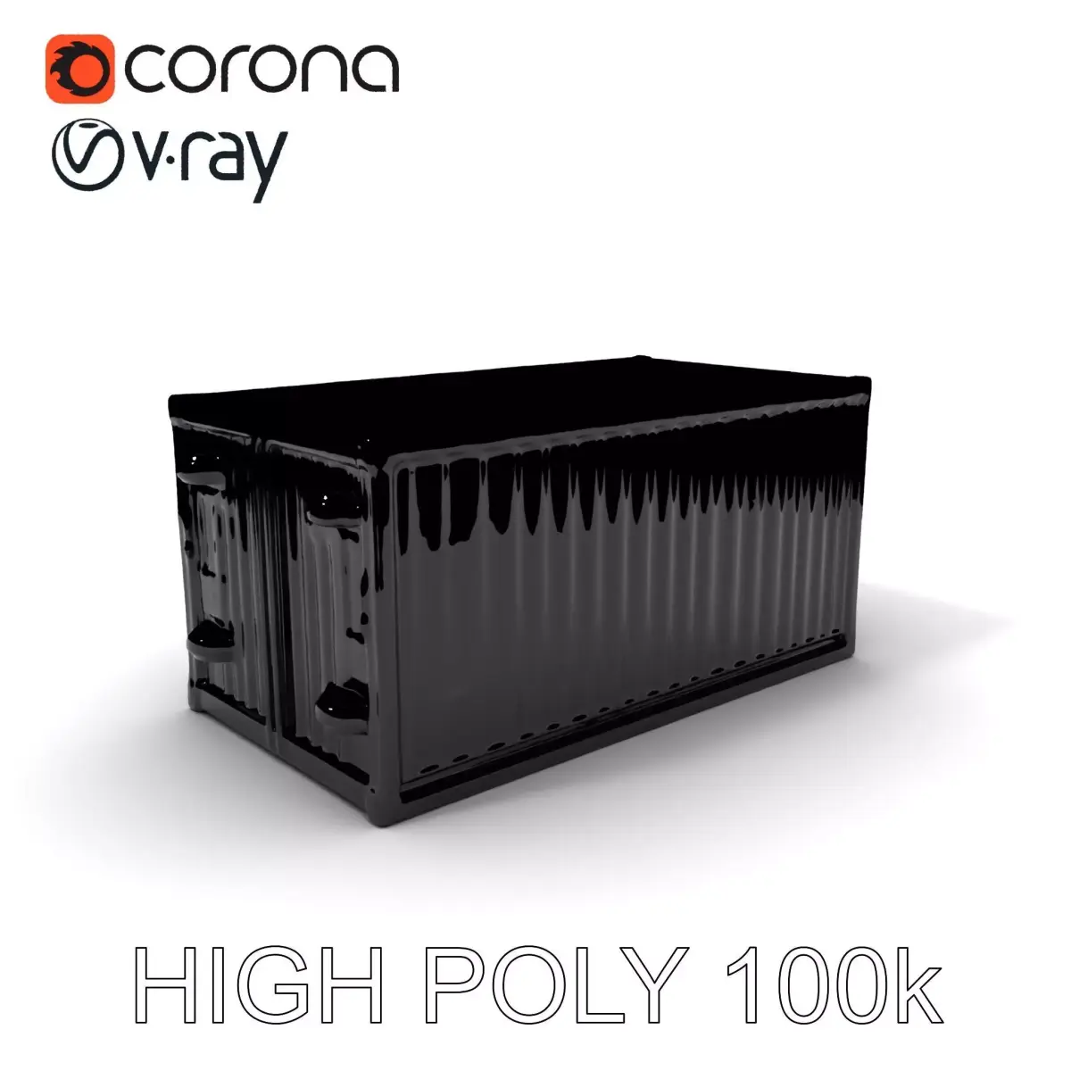 Yellow Shipping Container Model Pack with Various LODs Low-poly 3D model