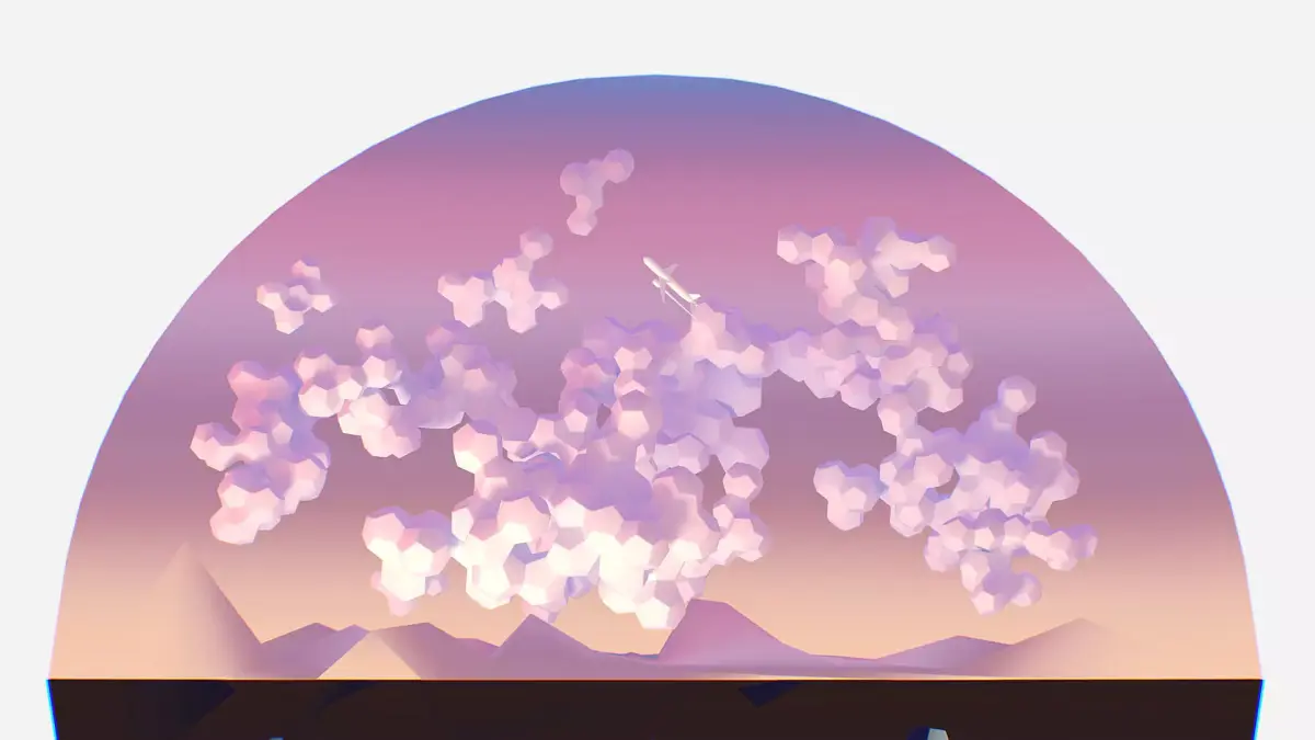 isometric pentagon dodecahedron sunset clouds night clouds 3D model
