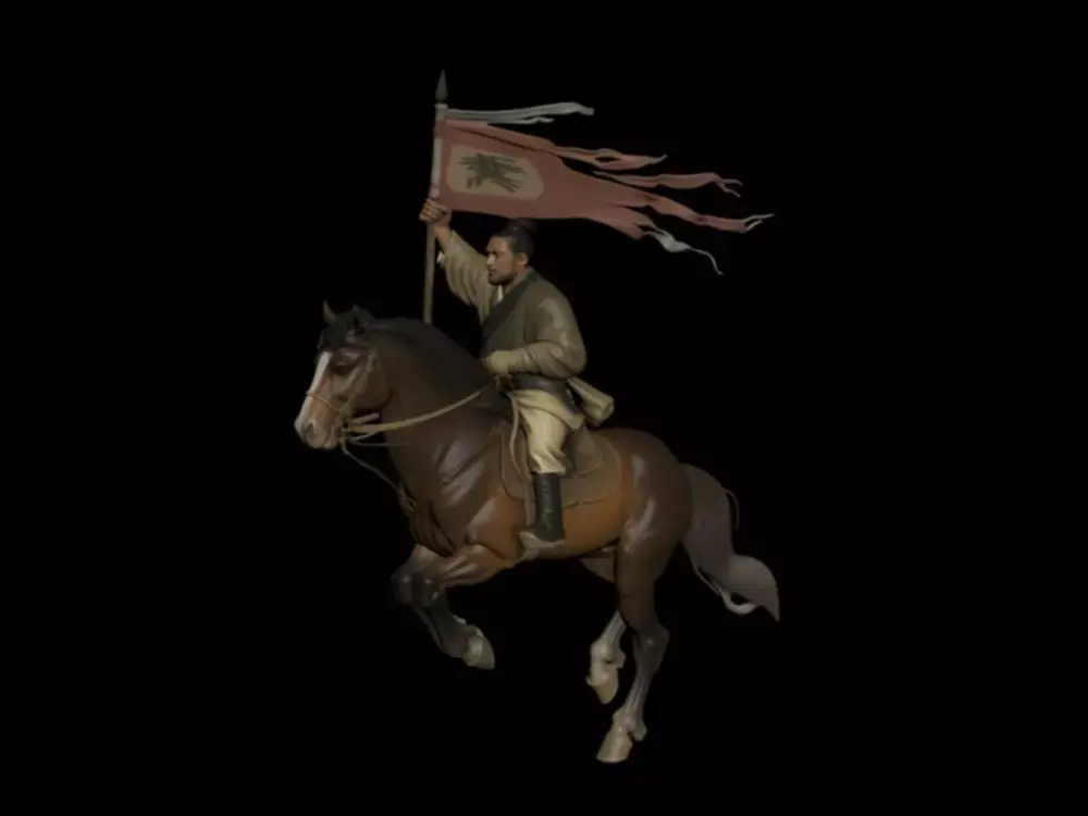 Flag  war horse 3D model