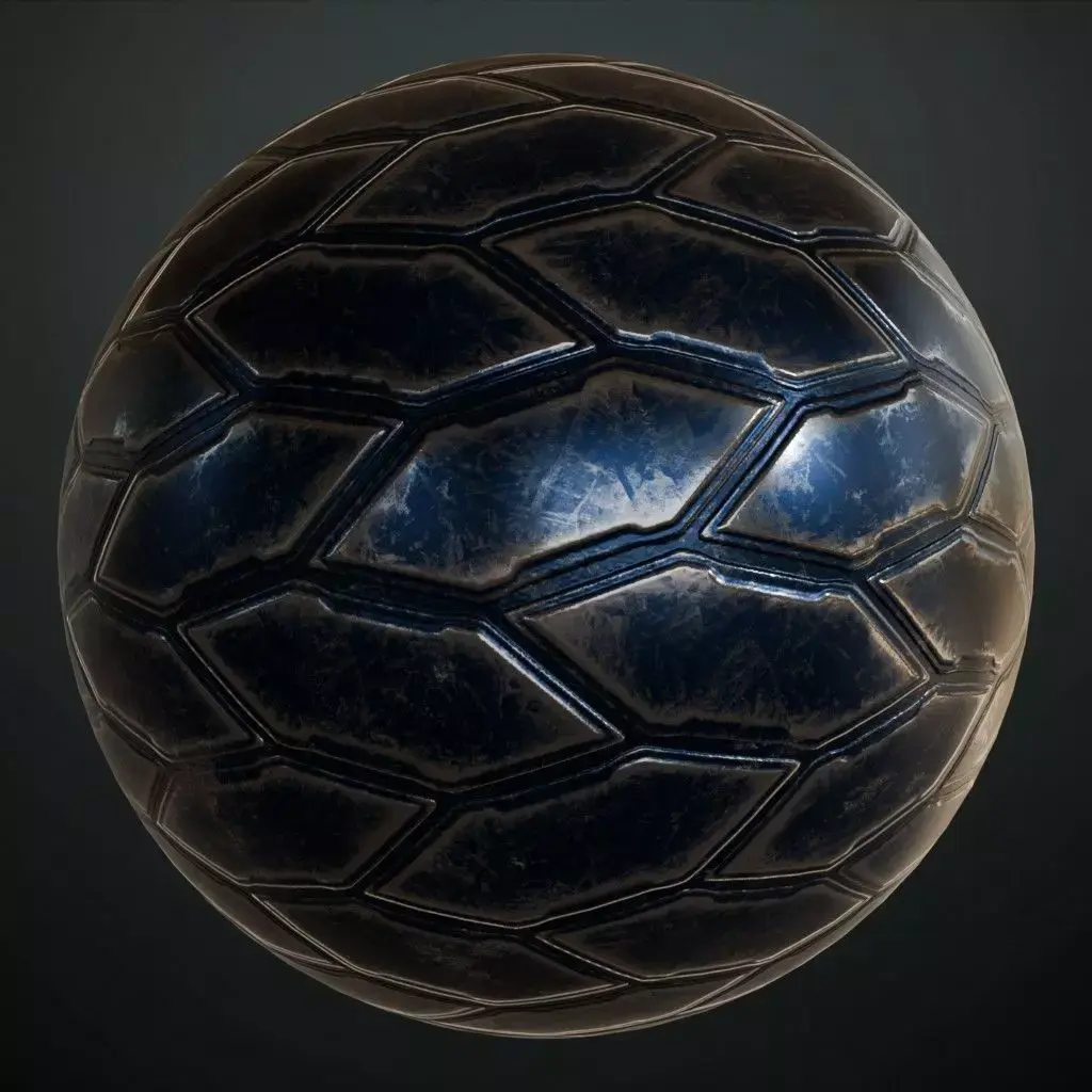 Scratched Blue Sci-Fi Armor Metal Plate PBR Seamless Texture