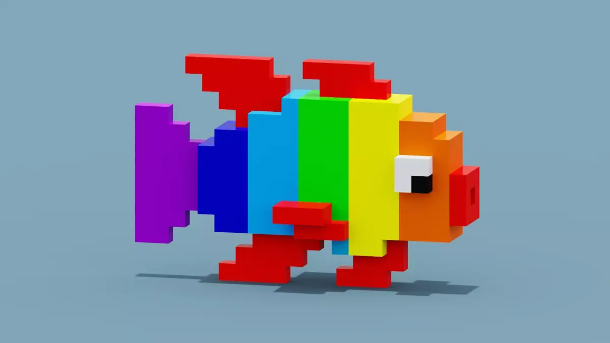 Voxel Colorful Fish Low-poly 3D model