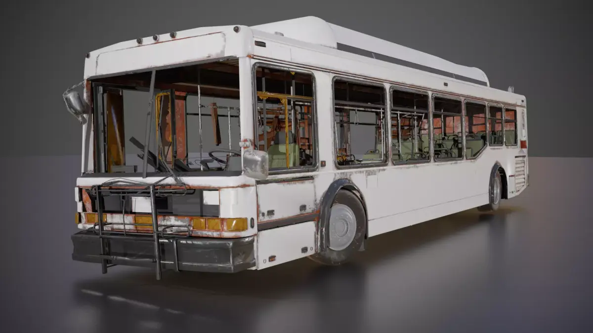 Realistic Old City Bus Low-poly 3D model