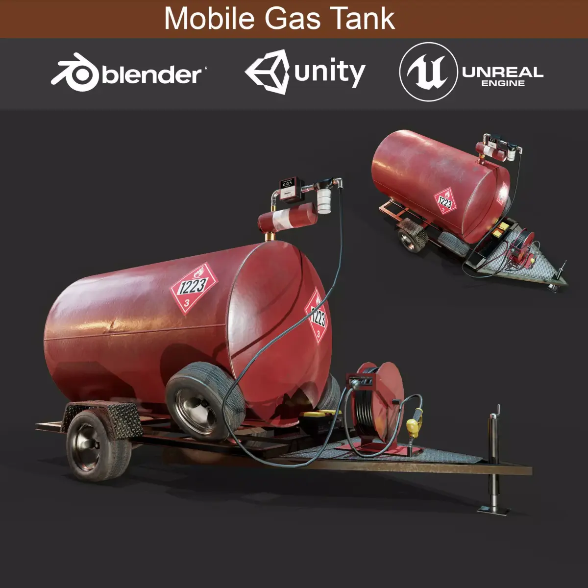 Mobile Gas Tank  Game Asset Low-poly 3D model