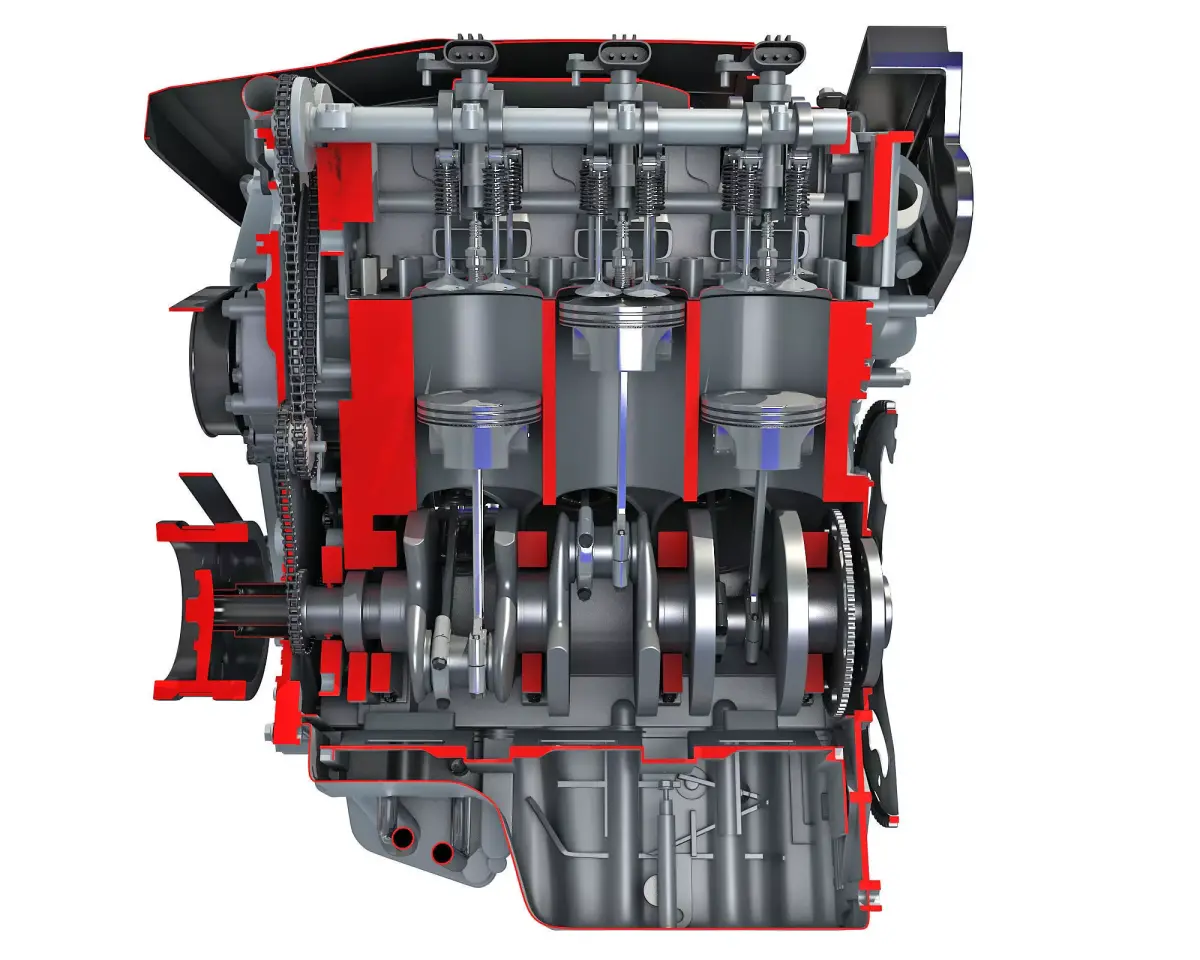 Animated Sectioned V6 Engine 3D model