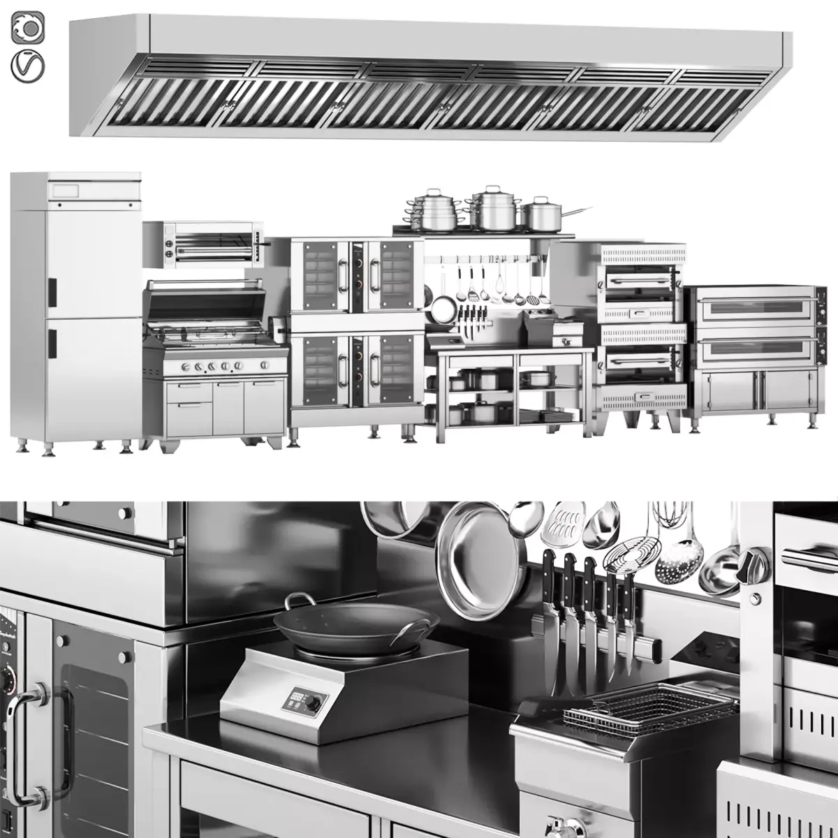 A set of equipment for cafes and restaurants 3D model