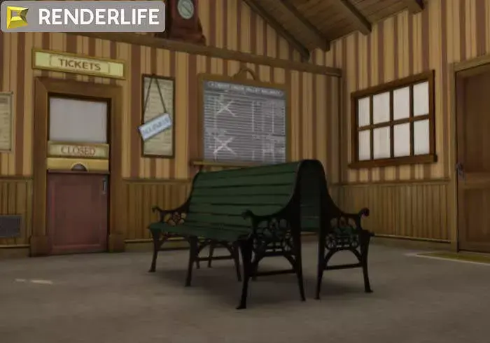 Rural Train station interior 3D model