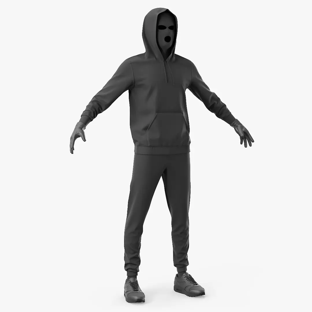 Burglar Black Full Outfit with Hood  purchase 3D model