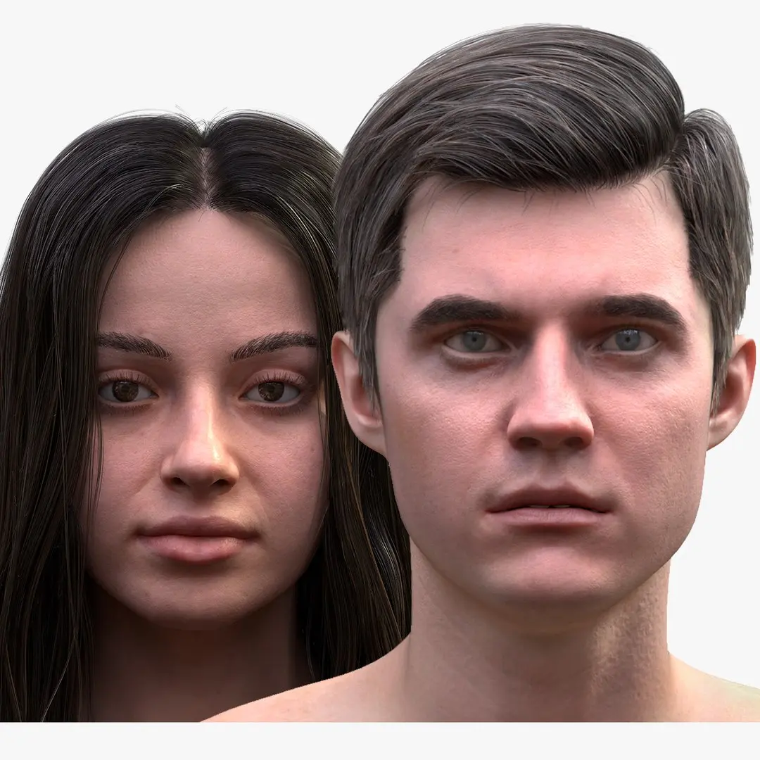 Mans and Womans Heads Collection 3D model